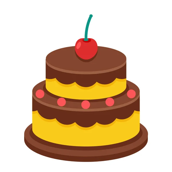 Gâteau Nourriture Tarte Icône Dans Style Plat — Image vectorielle