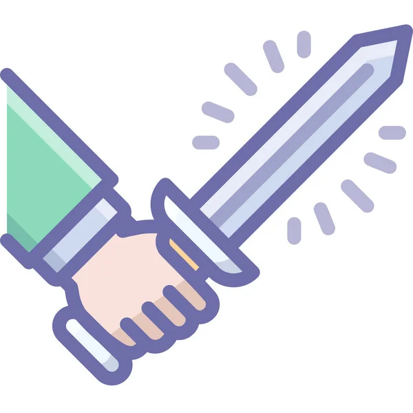 Attack Hand Sword Icon Filled Outline Style — Image vectorielle