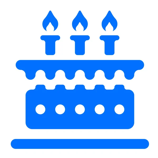 誕生日ケーキソリッドスタイルの3つのアイコン — ストックベクタ