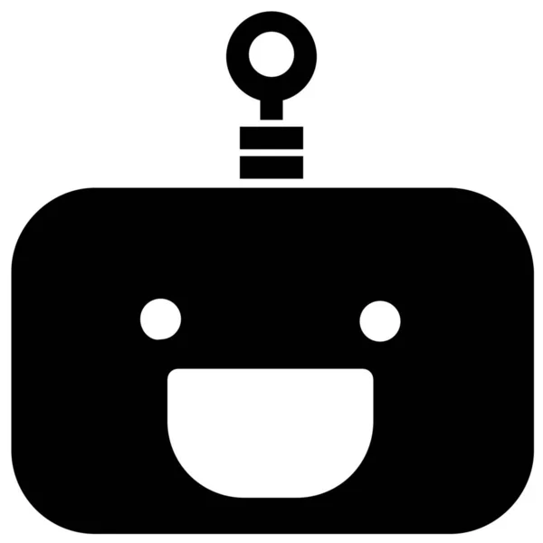 Solid Tarzında Emoticon Sırıtışı Robot Simgesi — Stok Vektör