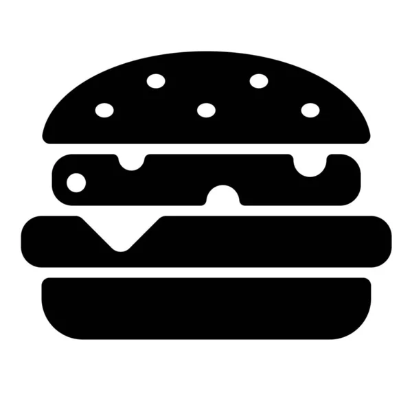 汉堡包汉堡包快餐图标固体风格 — 图库矢量图片