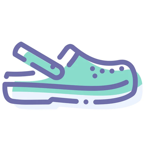 Bouchons Crocs Icône Sabot Dans Style Contour Rempli — Image vectorielle