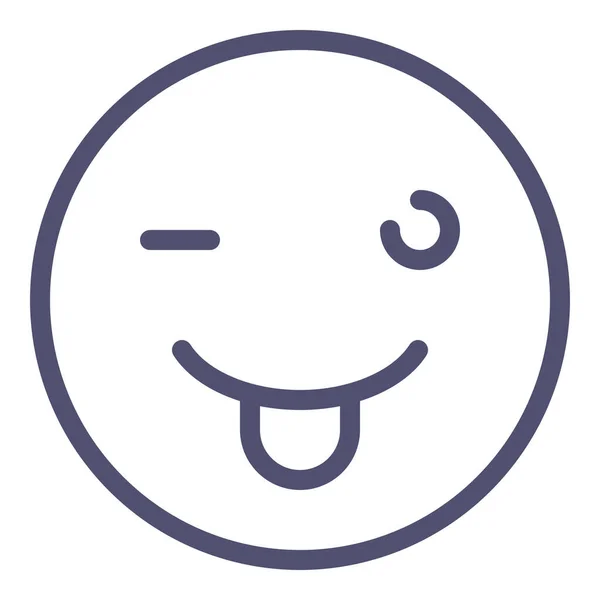 Emoji Tungan Blinkar Ikonen Konturstil — Stock vektor