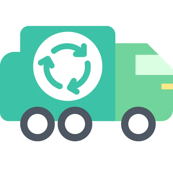 Garbage Recycling Truck Icon Flat Style — Stock Vector