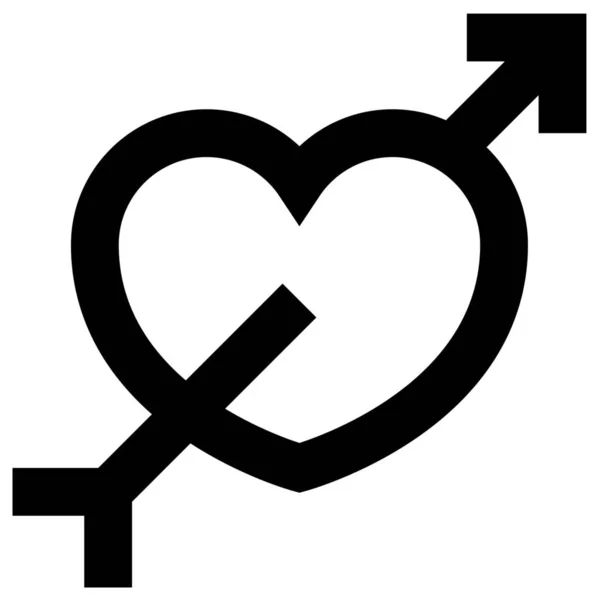 Ikona Vztahu Srdcem Kategorii Láska Romantika — Stockový vektor