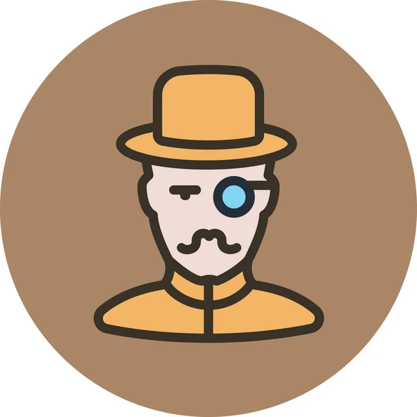 Hat Holmes Man Icon Filled Outline Style — Stockový vektor
