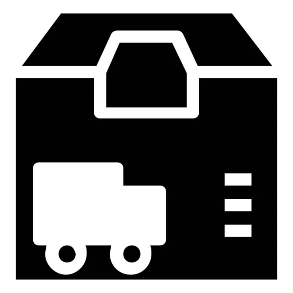 Pacote Transporte Caminhão Ícone Estilo Sólido — Vetor de Stock