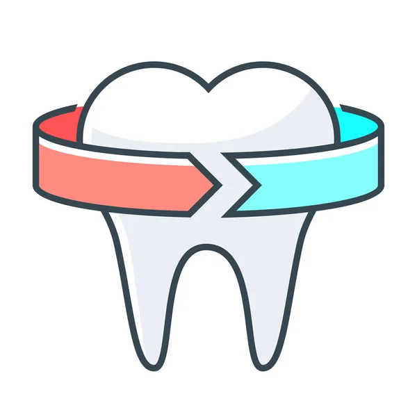 Medicine Stomatology Tooth Icon Filled Outline Style — Stock Vector