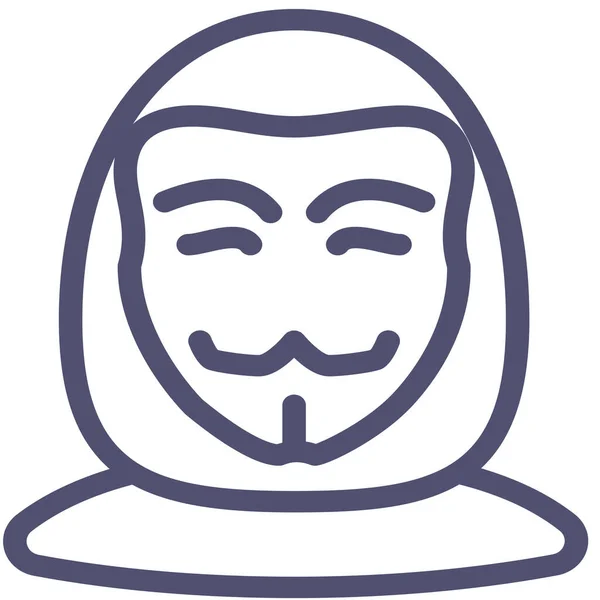 Anonieme Avatar Hacker Pictogram Outline Stijl — Stockvector