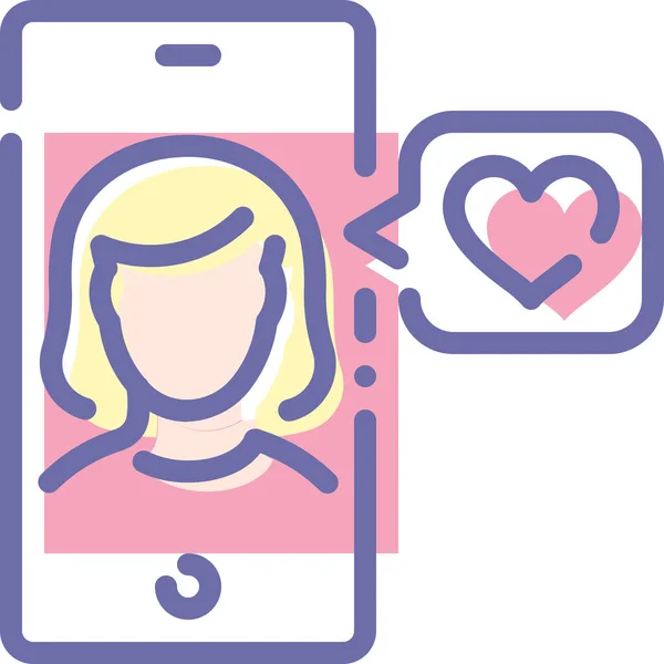 App Love Match Icon Stile Contorno Riempito — Vettoriale Stock