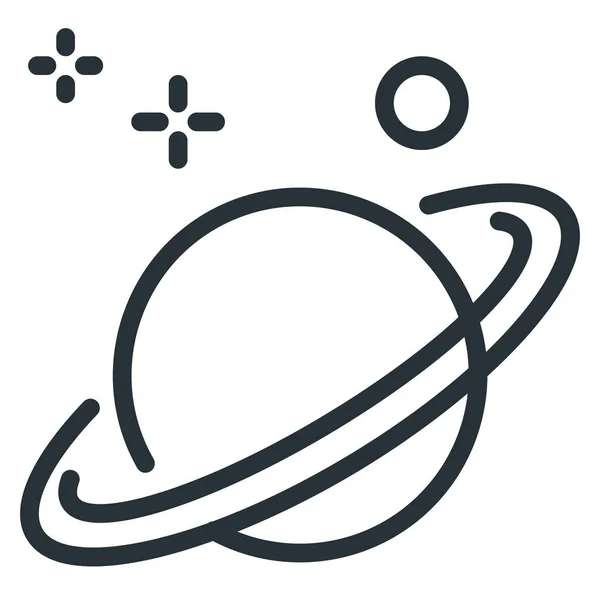 Astronomie Planet Saturn Symbol Umriss Stil — Stockvektor