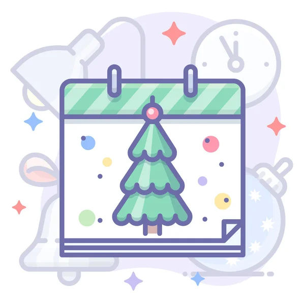 Kalender Urlaub Weihnachten Symbol Ausgefüllte Umrisse Stil — Stockvektor