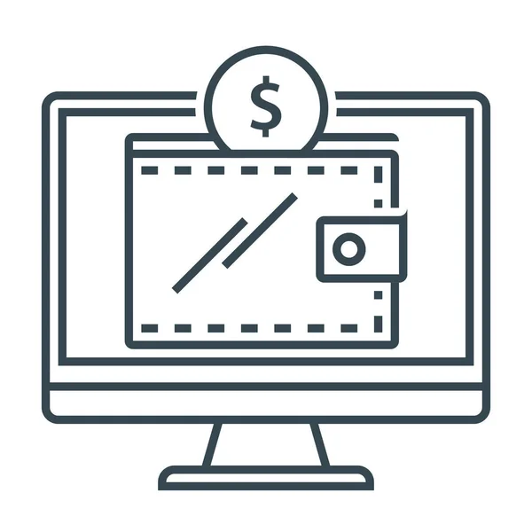 Χρηματοδότηση Online Πορτοφόλι Εικονίδιο Στυλ Περίγραμμα — Διανυσματικό Αρχείο