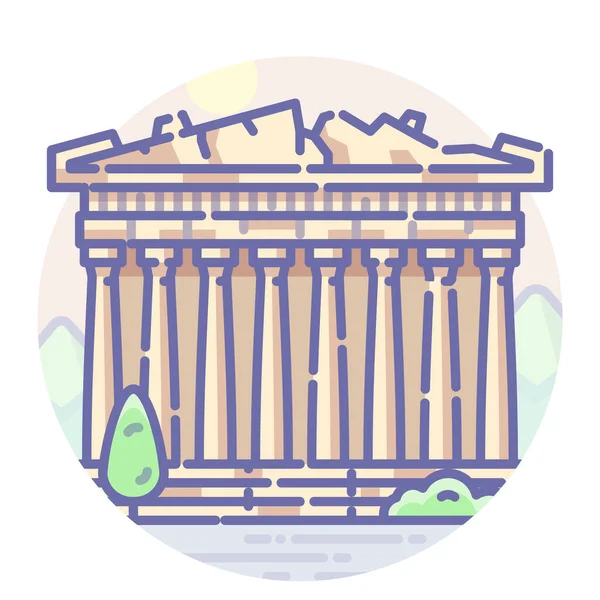Acropolis Greece Заповнений Контур Значка Заповненому Стилі Контуру — стоковий вектор