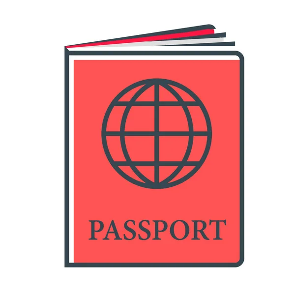 Document International Passeport Icône Dans Style Contour Rempli — Image vectorielle