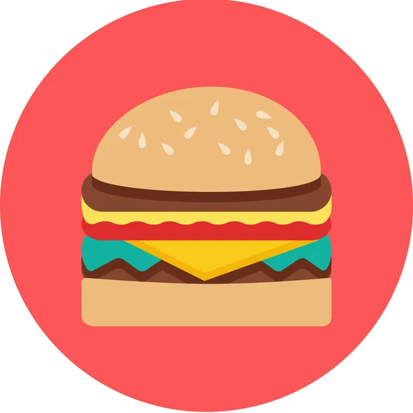 Hambúrguer Comida Ícone Fastfood Estilo Plano — Vetor de Stock