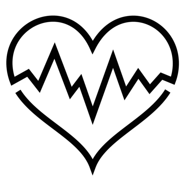 Cardiograma Corazón Icono Del Esquema Estilo Del Esquema — Vector de stock