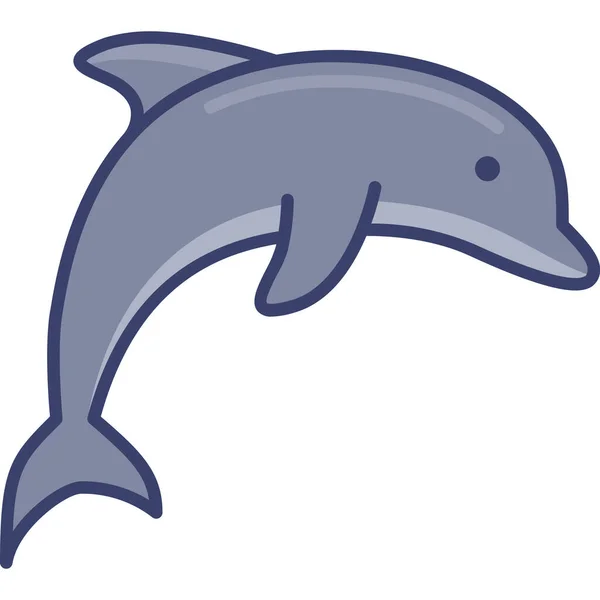 Zvířecí Delfín Příroda Ikona — Stockový vektor