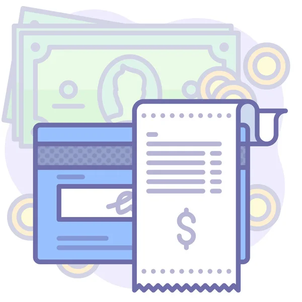 Card Money Receipt Icon Filled Outline Style — Stock Vector