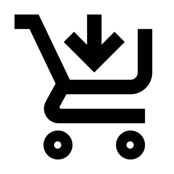 Añadir Icono Carrito Compra Estilo Sólido — Vector de stock