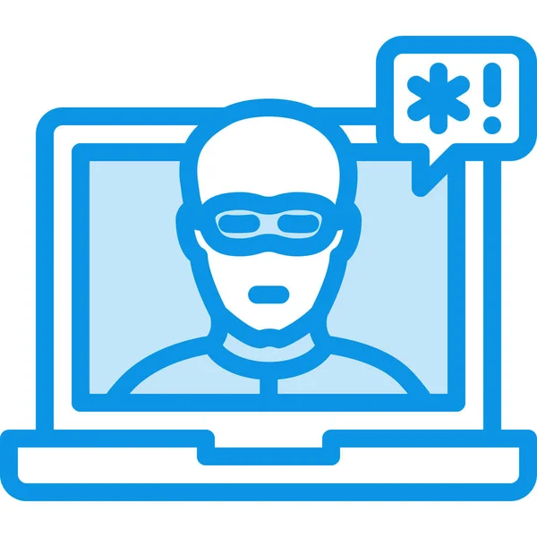 Hacker Laptop Security Icon Outline Style — Vetor de Stock