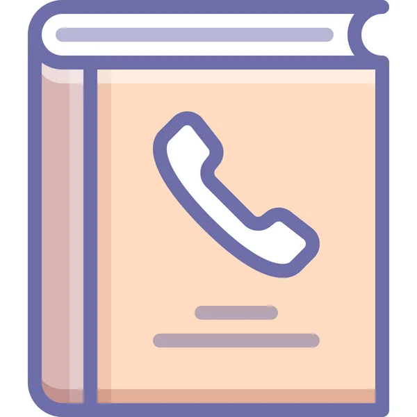 Libro Contactos Icono Del Teléfono Estilo Contorno Lleno — Vector de stock