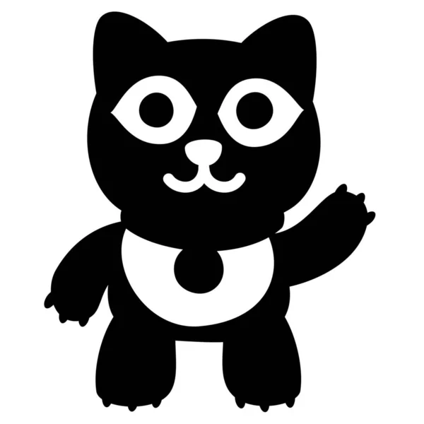 Gato Maneki Neko Ícone Estilo Sólido — Vetor de Stock