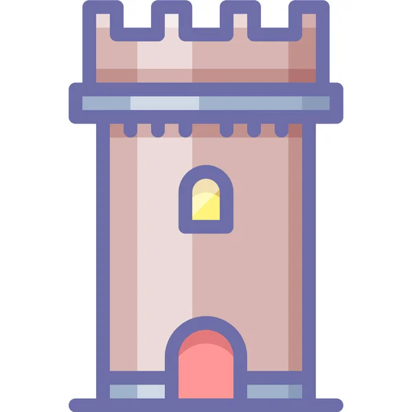 Башня Замка Заполненный Контур Иконки Стиле Заполненный Контур — стоковый вектор