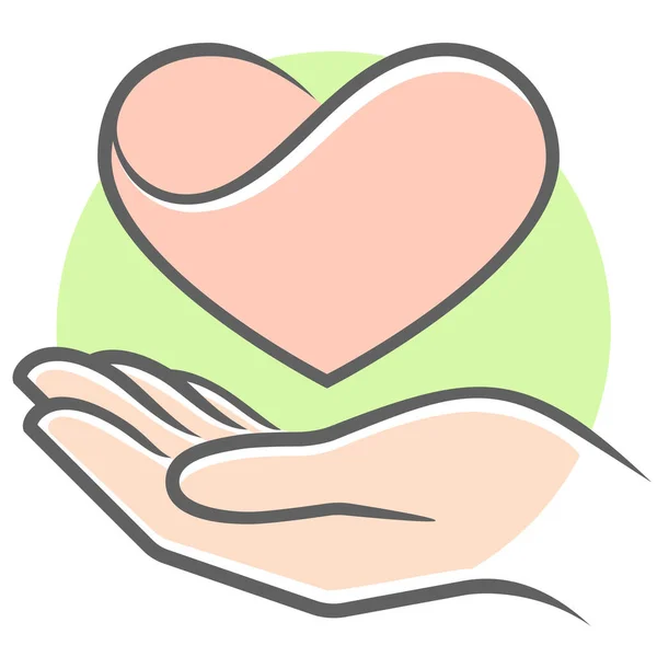 Pflege Hand Herz Symbol — Stockvektor