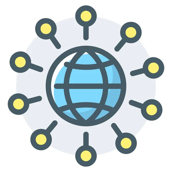 Icône Réseau Affiliation Décentralisation Dans Style Contour Rempli — Image vectorielle