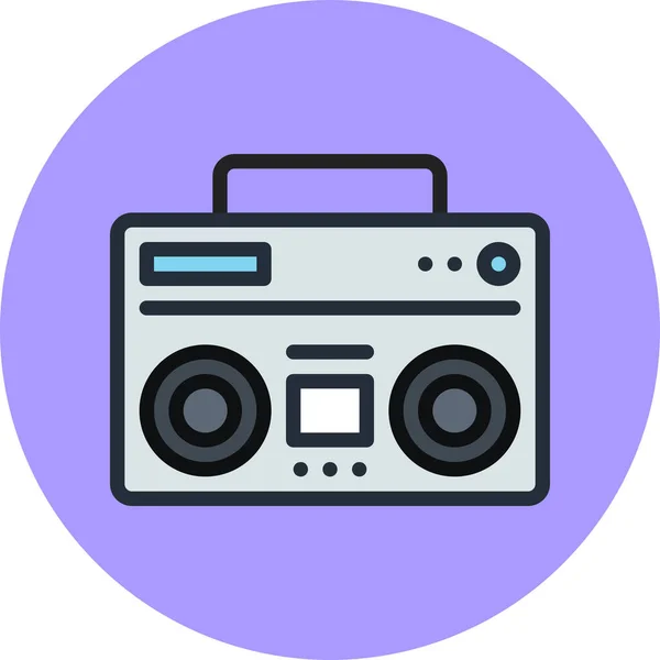 Ícone Música Boombox Áudio Estilo Esboço Preenchido — Vetor de Stock