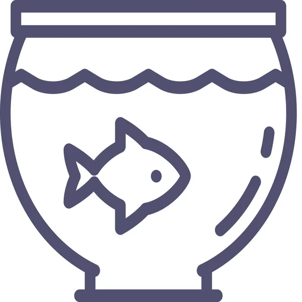 Іконка Акваріумної Риби Домашніх Тварин Стилі Контур — стоковий вектор
