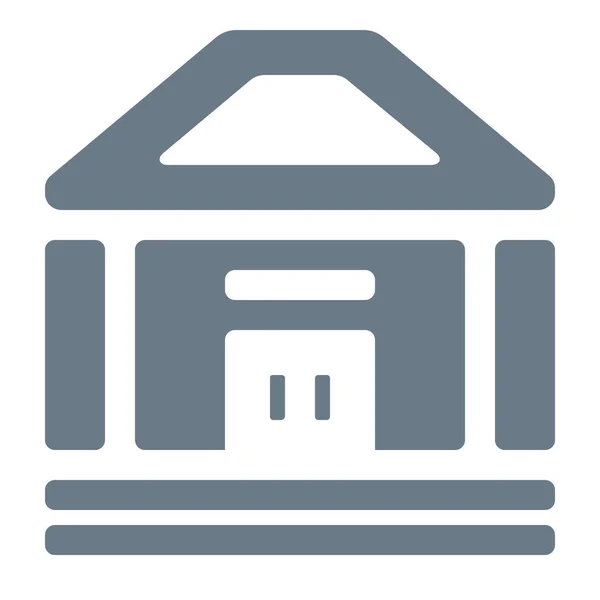 Banka Budova Finanční Ikona Pevném Stylu — Stockový vektor
