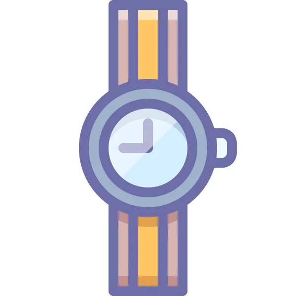 Reloj Reloj Icono Muñeca Estilo Contorno Lleno — Vector de stock