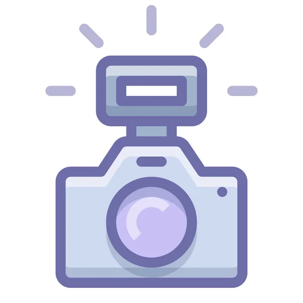 Camera Flash Photo Icon Filled Outline Style — Stock Vector