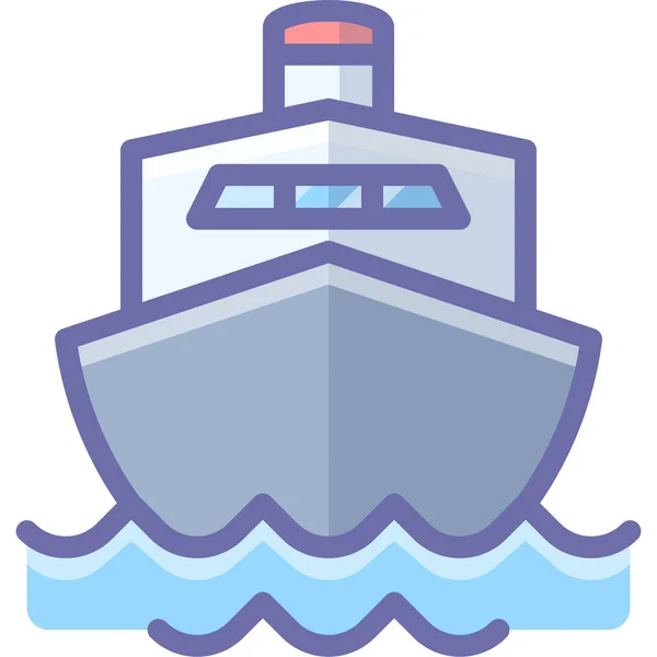 Crucero Barco Icono Estilo Contorno Lleno — Vector de stock