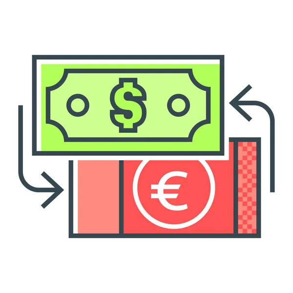 Currency Currency Exchange Exchange Icon Filled Outline Style — Stock Vector