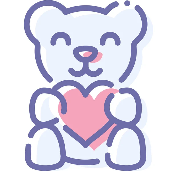 Bear Love Teddy Icon Filled Outline Style — Stock Vector