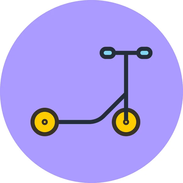 Kind Scooter Sport Pictogram Gevulde Omtrek Stijl — Stockvector