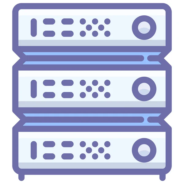 Hosting Icono Del Servidor Rack Estilo Esquema Lleno — Vector de stock