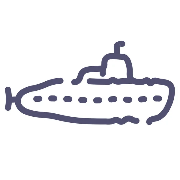 Militär Boot Ikone Outline Stil — Stockvektor