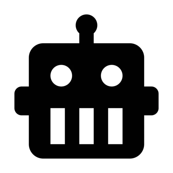 Робот Лицо Твердая Иконка Твердом Стиле — стоковый вектор
