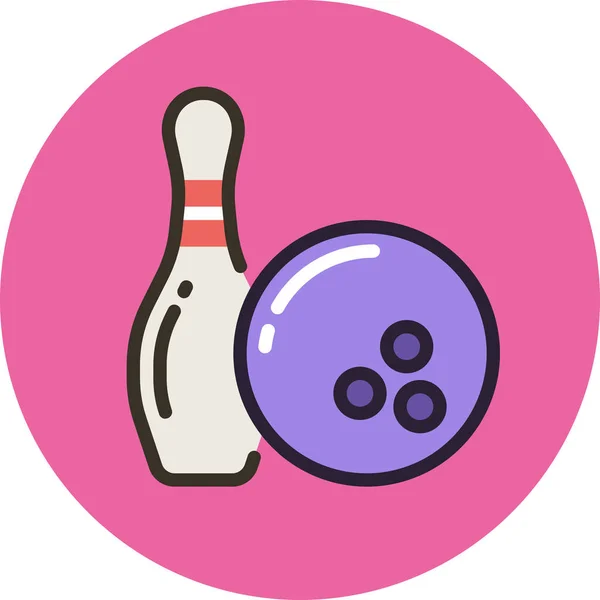 Ball Bowling Spiel Ikone Stil Ausgefüllter Umrisse — Stockvektor