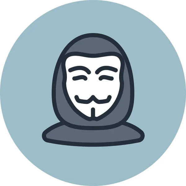 Anonieme Avatar Hacker Pictogram Platte Stijl — Stockvector
