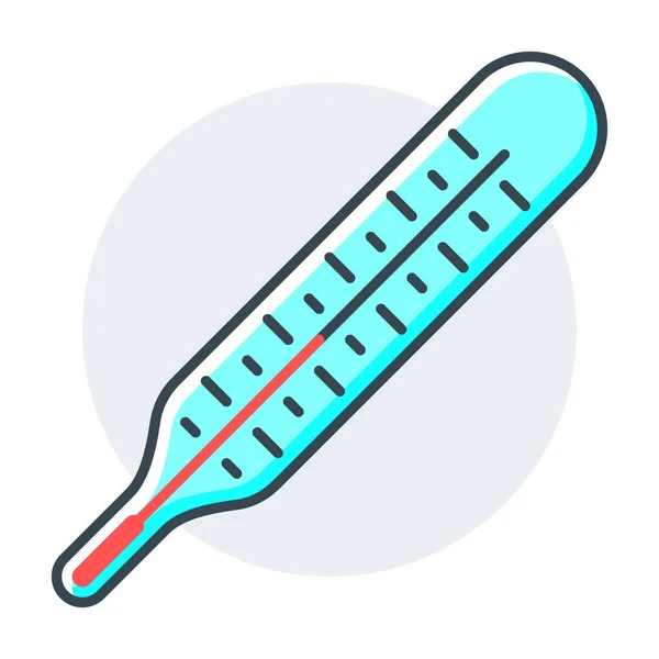 Medische Apparatuur Temperatuur Thermometer Icoon Gevulde Omtrek Stijl — Stockvector