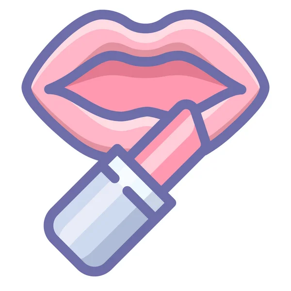 Labios Lápiz Labial Icono Maquillaje Estilo Contorno Lleno — Archivo Imágenes Vectoriales