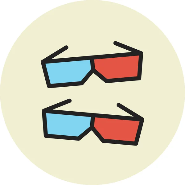Ikona Okularów Kinowych Stylu Wypełnionego Konturu — Wektor stockowy
