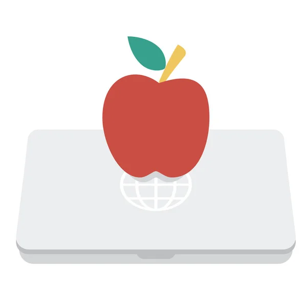 Apple Education Laptop Icon Flat Style — Stock Vector