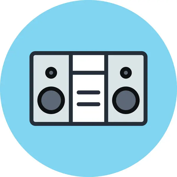 Audio Boombox Zene Ikon Kitöltött Vázlat Stílus — Stock Vector