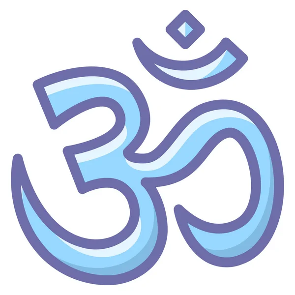 Икона Индуизма Аум Стиле Заполненный Контур — стоковый вектор